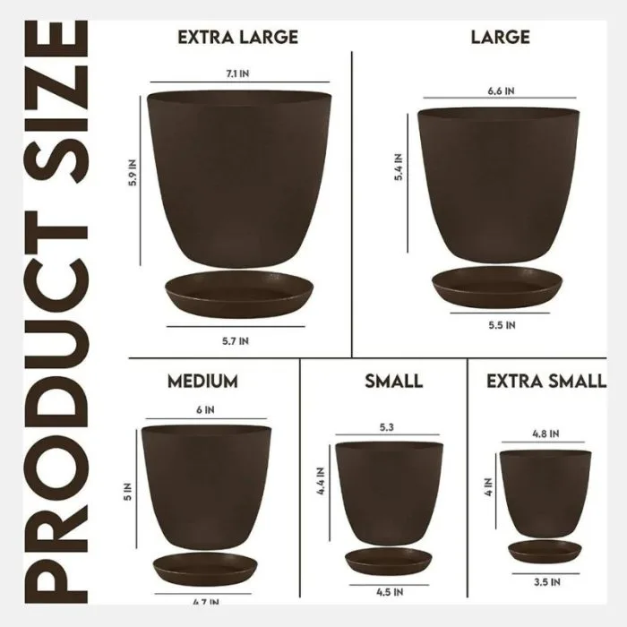 Pack Of 5 Decorative Pots For Indoor Plants - Image 2